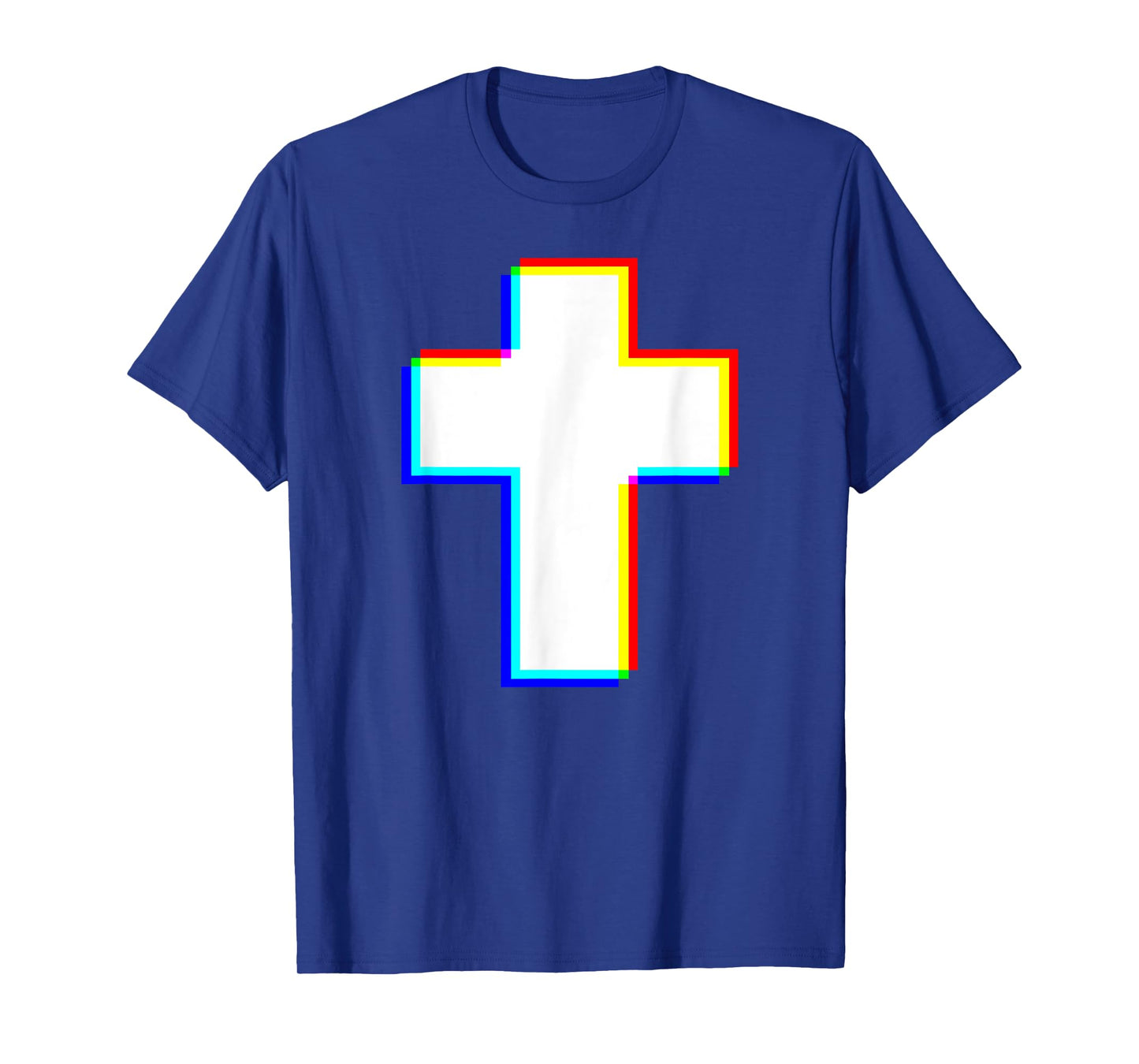 Trendy EDM Cross, Glitch Style Design Christian T-Shirt