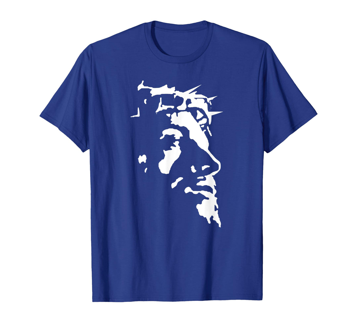 Funny Jesus Christ Face With Crown Of Thorns Passion Stencil T-Shirt