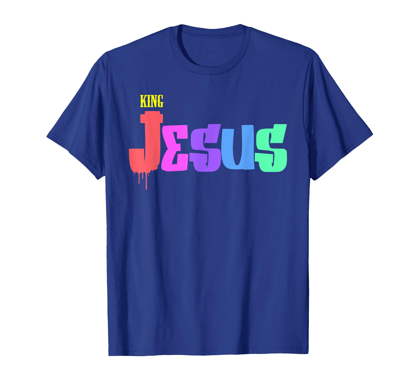 Retro Color King Jesus Design God's Youth Christian Saying T-Shirt
