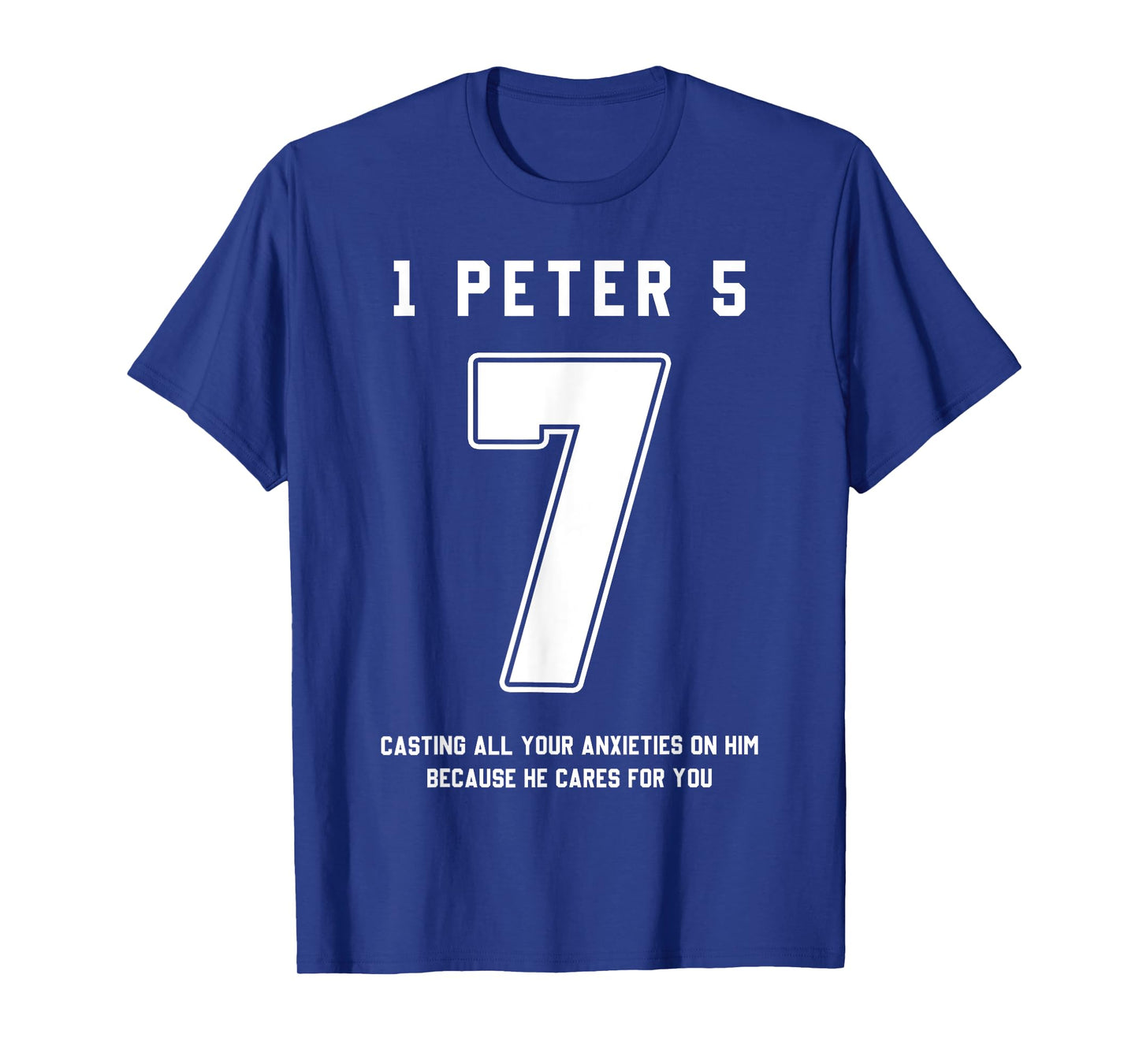 1 Peter 5:7 Bible Verse Team Sports Jersey Christian T-Shirt