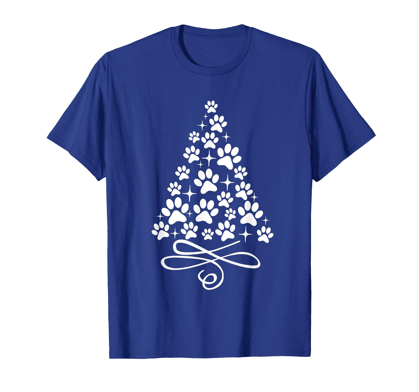 Dog Cat Paw Print on Christmas Tree T-Shirt for Men Women Kids