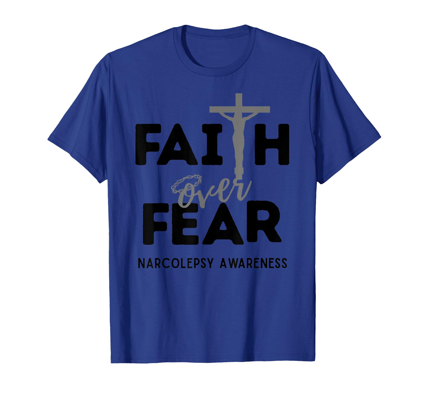 Faith Over Fear Christian Cross Narcolepsy Awareness T-Shirt