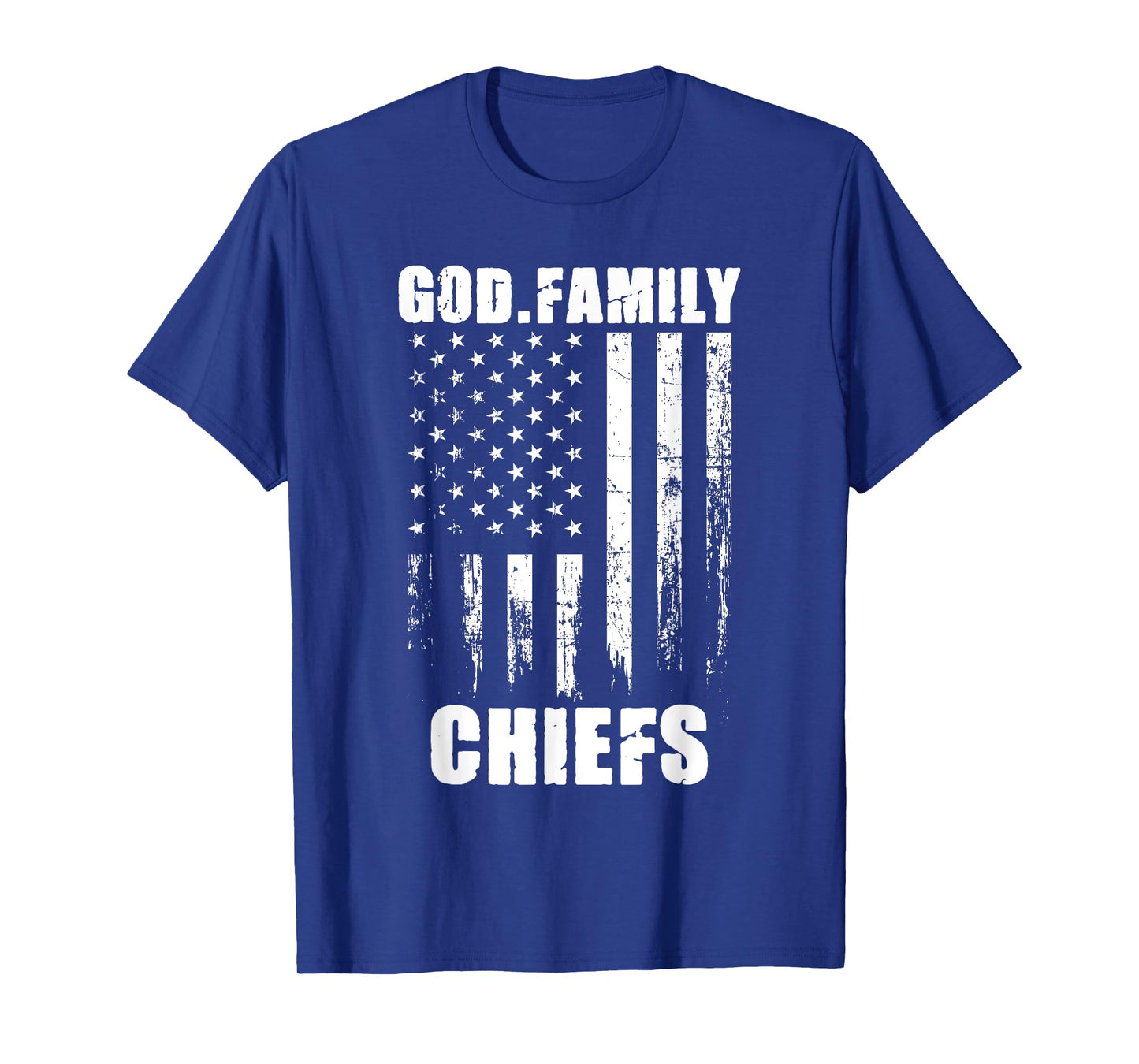 God. Family. Chiefs. Vintage USA Flag T-Shirt