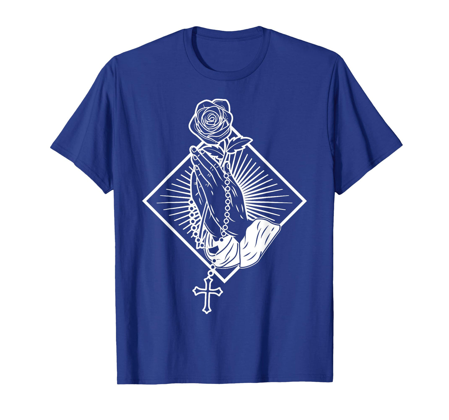 Praying hands with rose and rosary T-Shirt