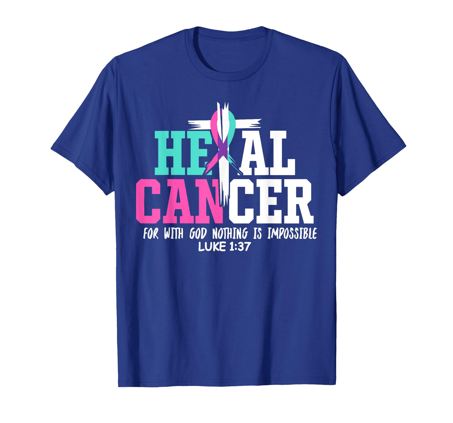 Heal Cancer Believe God Christian Thyroid Cancer Awareness T-Shirt