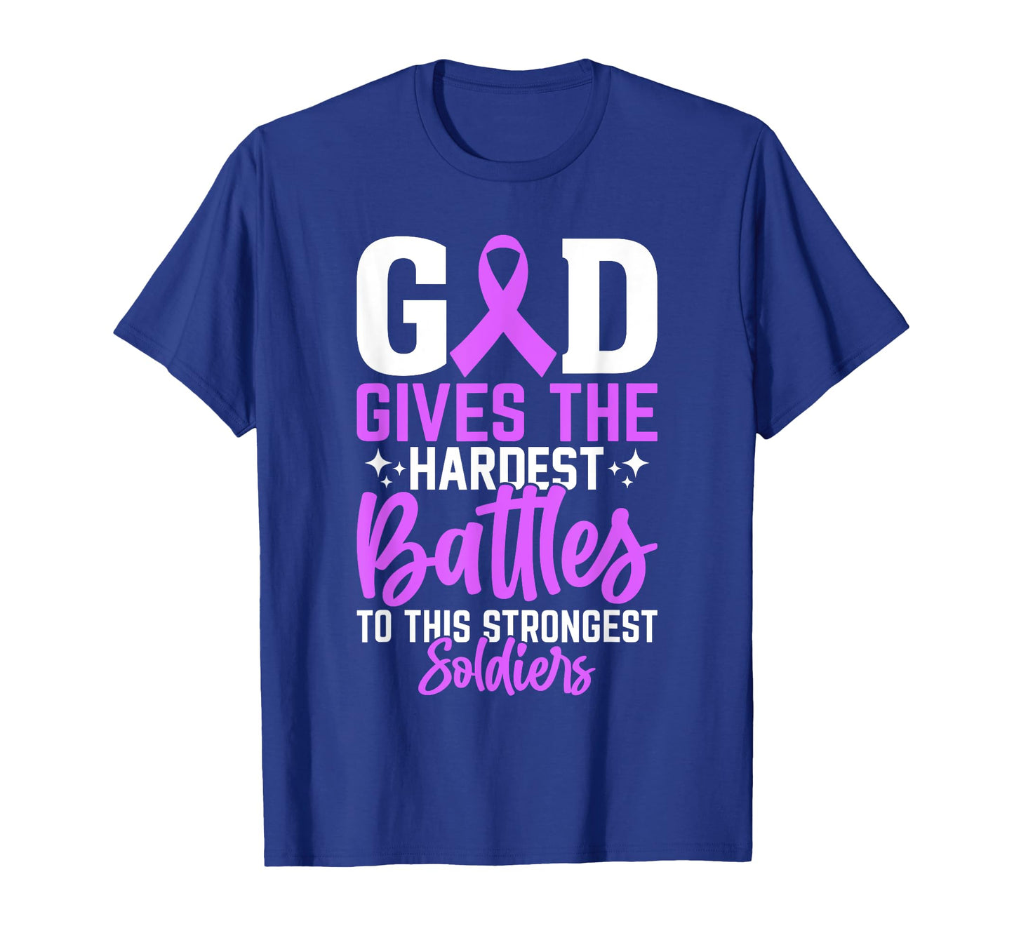 God Gives The Hardest Battles Purple Pancreatic Cancer T-Shirt