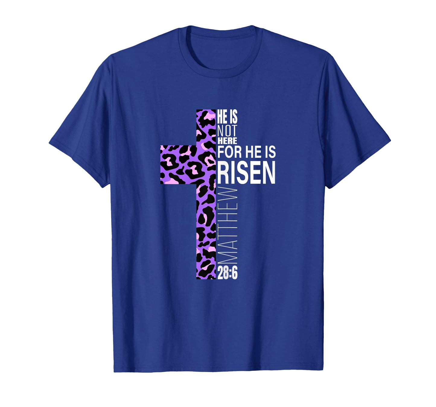 Cute Purple Christian Verse Cheetah Print Easter He Is Risen T-Shirt