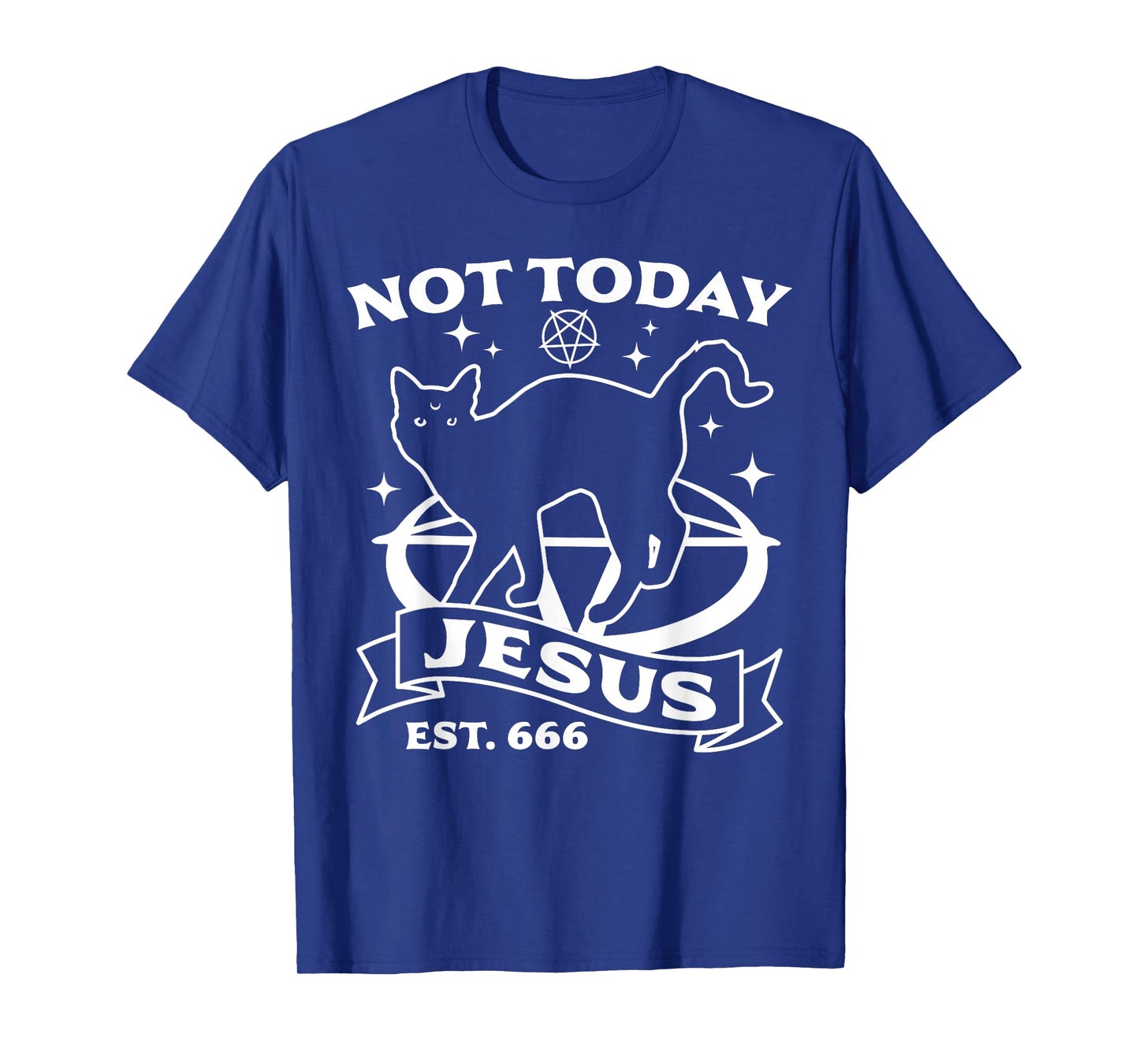 Not Today Jesus - Black Cat Satanic Devil Halloween Goth T-Shirt