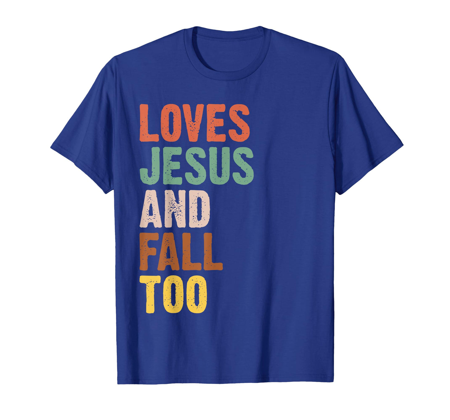 Retro Loves Jesus And Fall Too Autumn Christian Religious T-Shirt