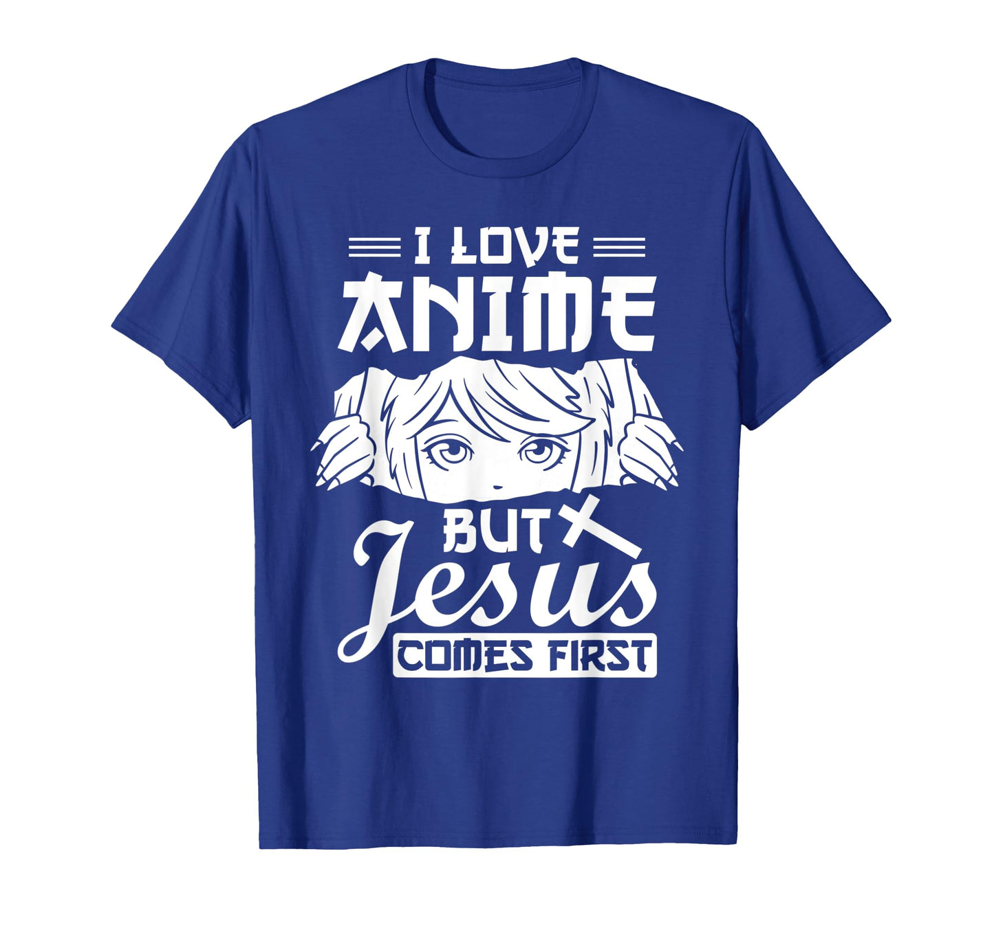 Anime Jesus Design - I Love Anime But Jesus Comes First T-Shirt