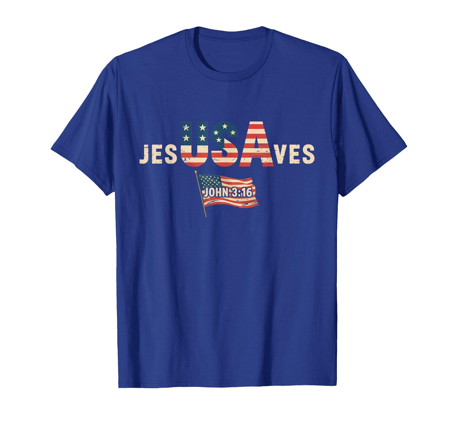 Jesus Saves USA American Flag Patriotic Christian T-Shirt