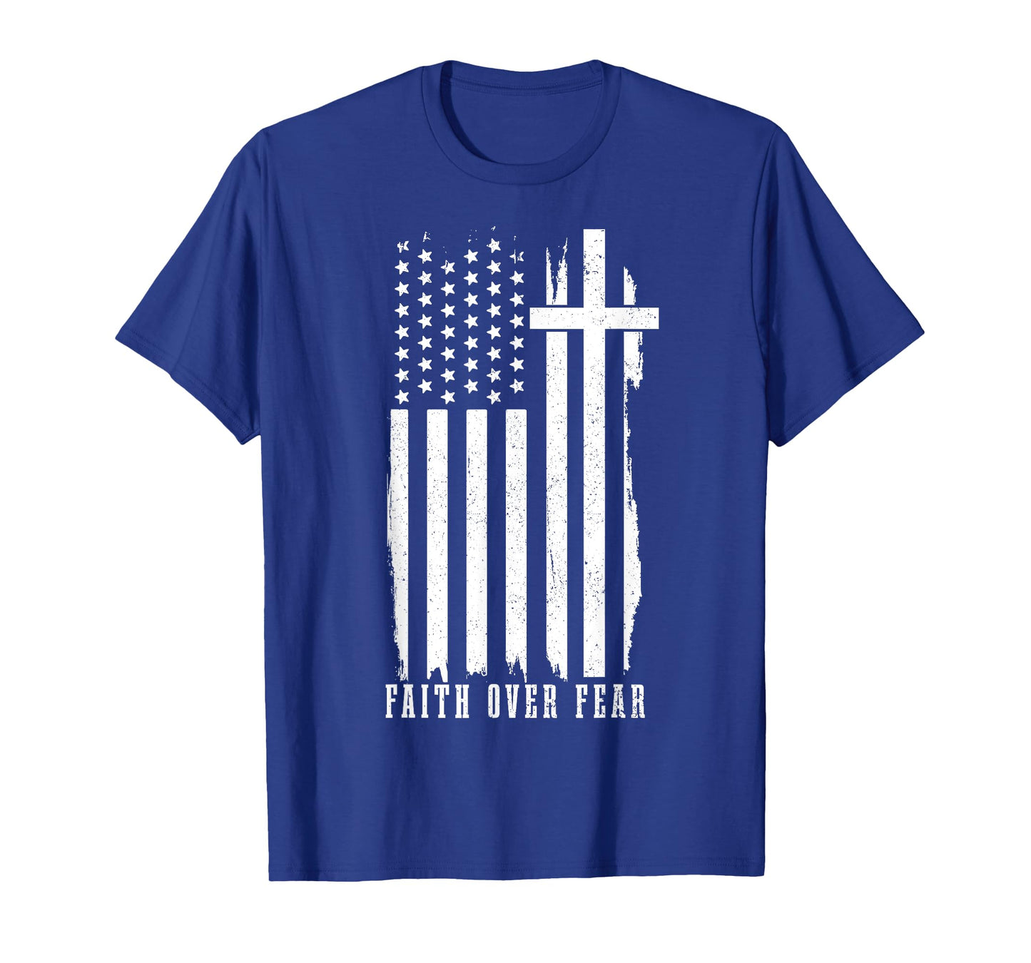 Faith Over Fear American Flag Jesus Patriotic Christian Women Men T-Shirt