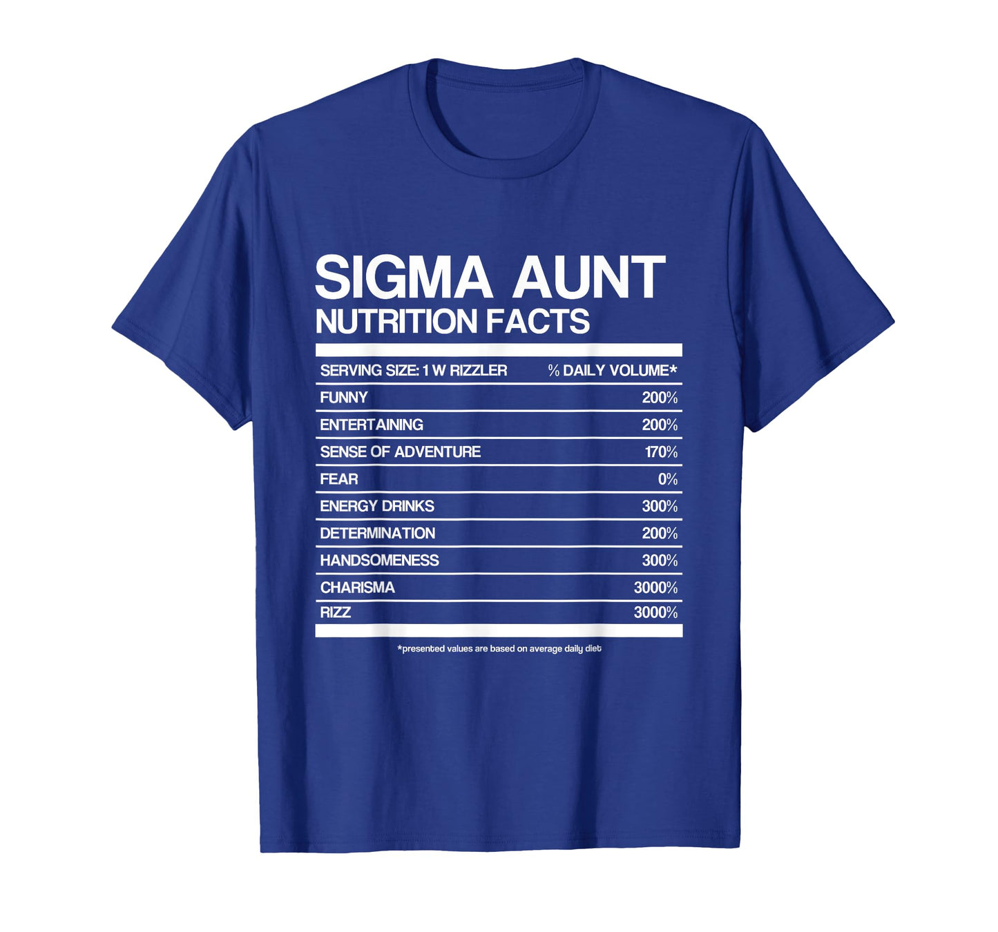 Funny Sigma Aunt Nutrition Facts Sigma Family aunty Meme T-Shirt
