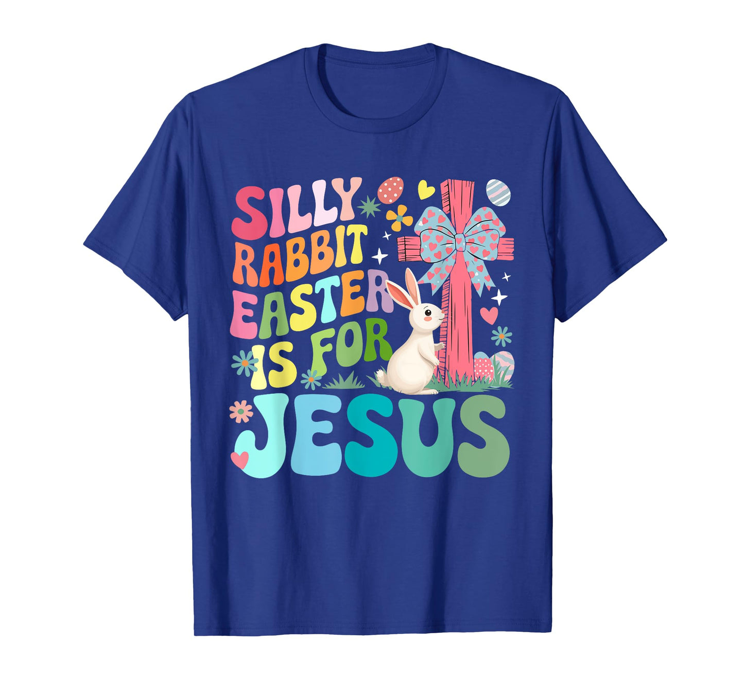 Silly Cute Rabbit Easter For Jesus Christian Cross Bow Tie T-Shirt