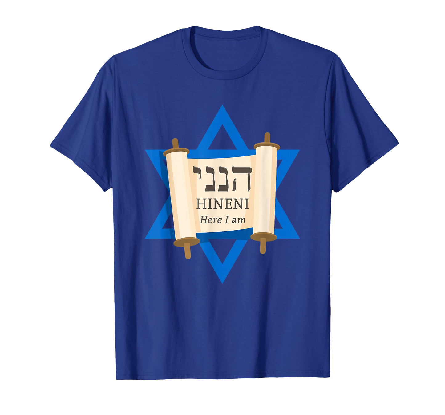 HINENI Here I Am β Hebrew Star of David Christian Faith T-Shirt