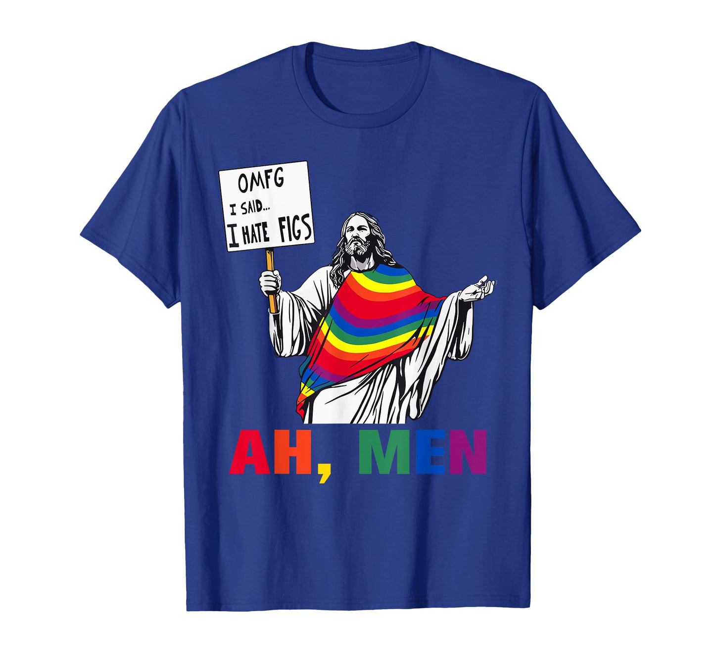 Vintage Ah Men LGBT Gay Pride Christian Jesus Rainbow Flag T-Shirt