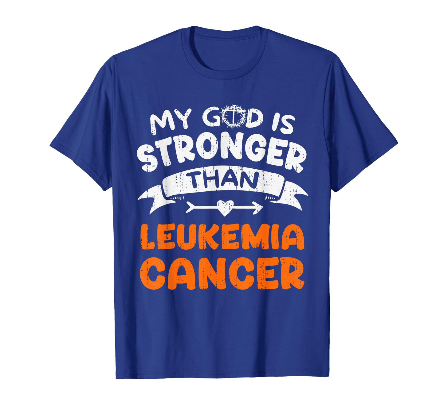 God Stronger Leukemia Awareness Ribbon Orange Christian T-Shirt