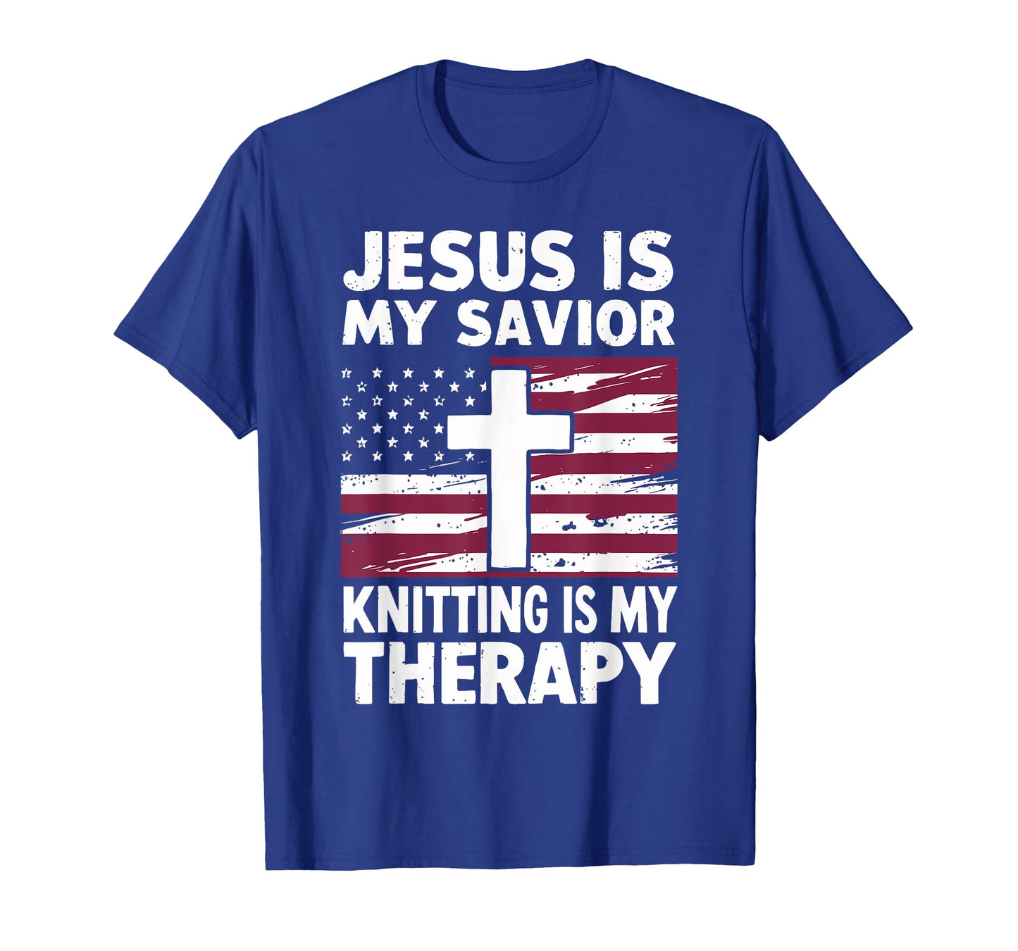 Jesus Is My Savior Knitting Is My Therapy Christian T-Shirt