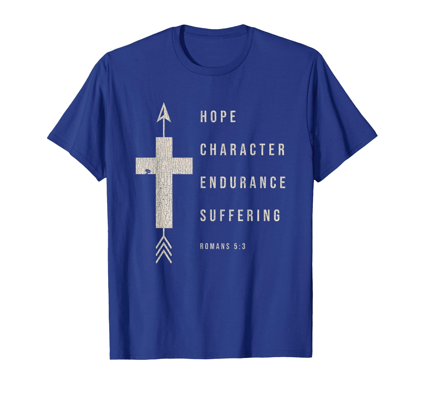 Vintage Hope Character Endurance Scripture Romans 5:3 Jesus T-Shirt
