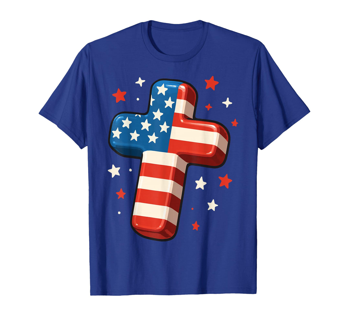 Christian Cross USA Flag America Religious T-Shirt