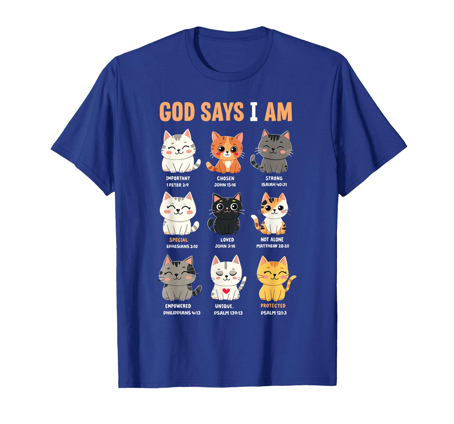 God Says I'm Christian Funny Cats Bible Verse Kitty Lover T-Shirt