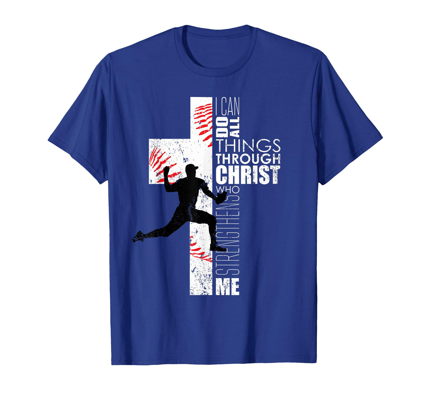 Christian Philippians 4:13 Kids Boys Cross Baseball Pitcher T-Shirt