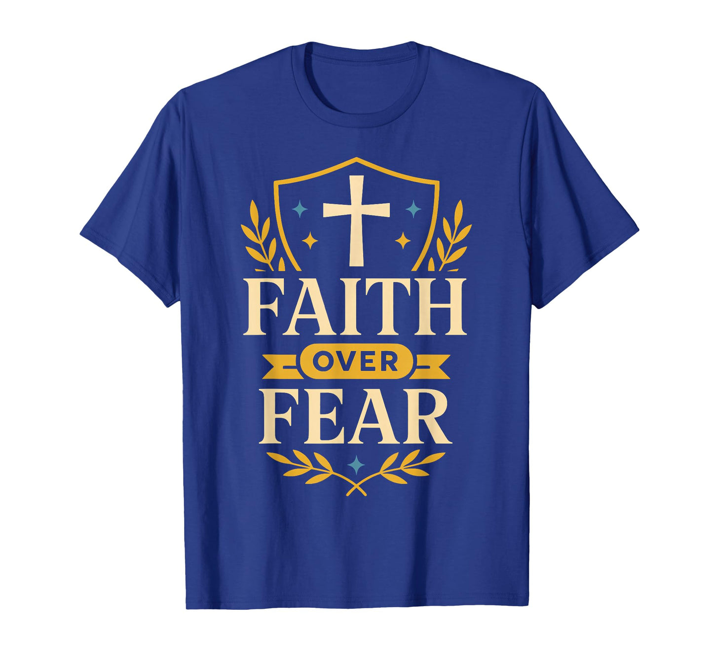 Faith Over Fear Christian Cross Anxiety Shield Isaiah 41:10 T-Shirt