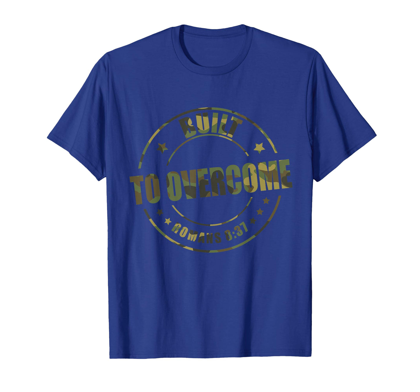 Built to Overcome Camo Gym Workout Christian Faith Scripture T-Shirt
