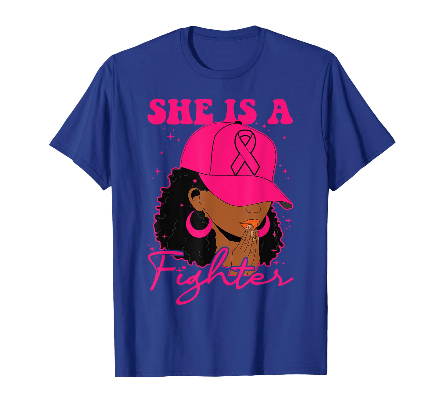 She is a Fighter Praying Black Women Afro Breast Cancer T-Shirt