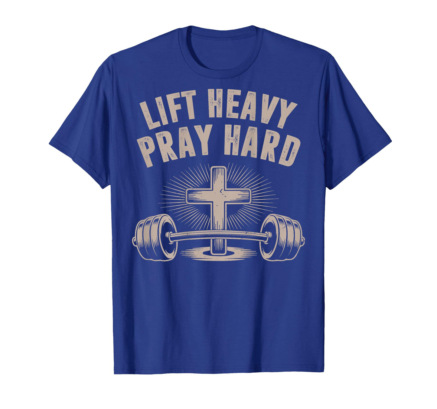 Men's Christian Workout Lift Heavy Pray Hard Jesus Gym Funny T-Shirt