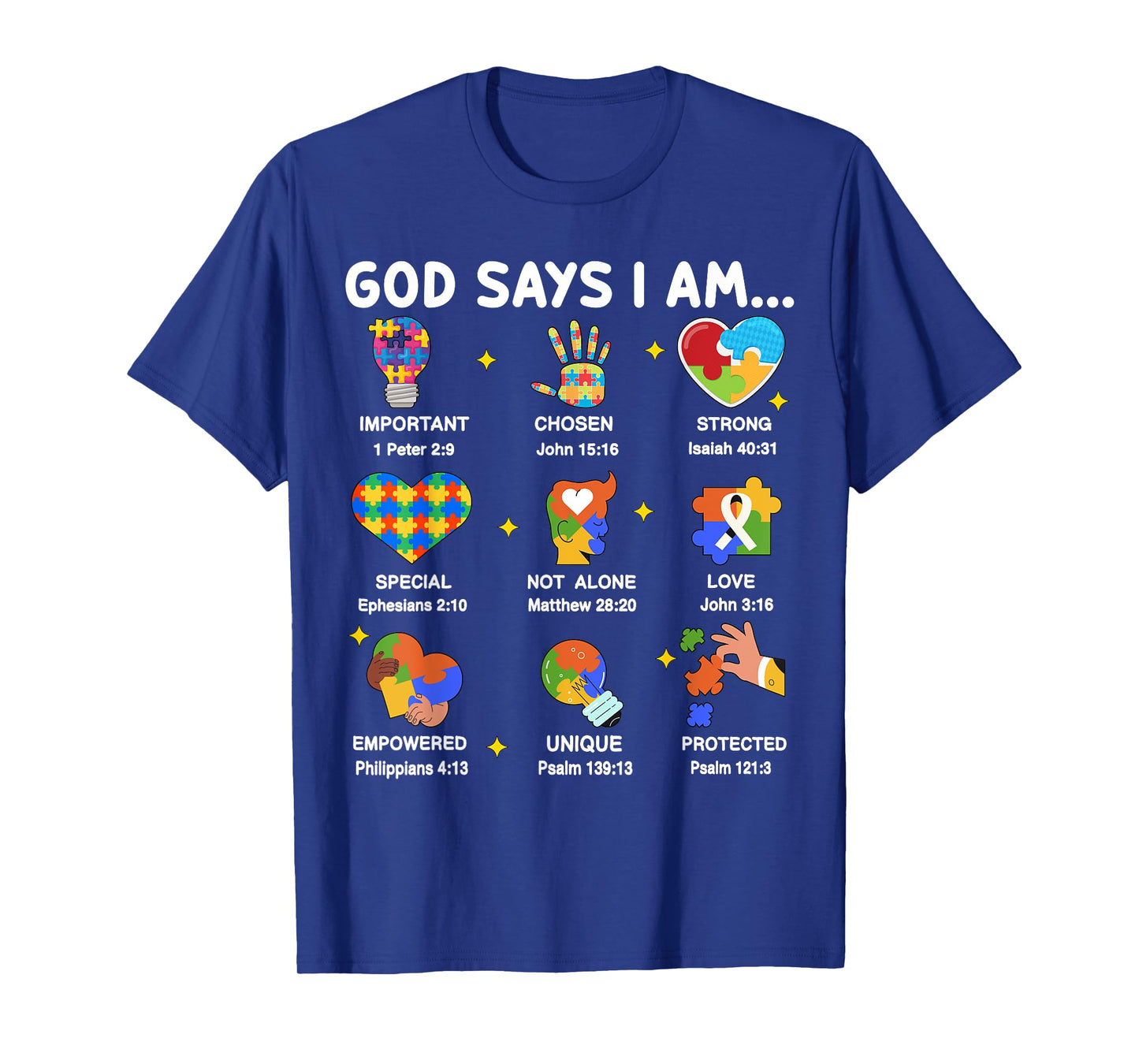 God Says I Am Autism Awareness Christian Jesus Kid Mom Women T-Shirt
