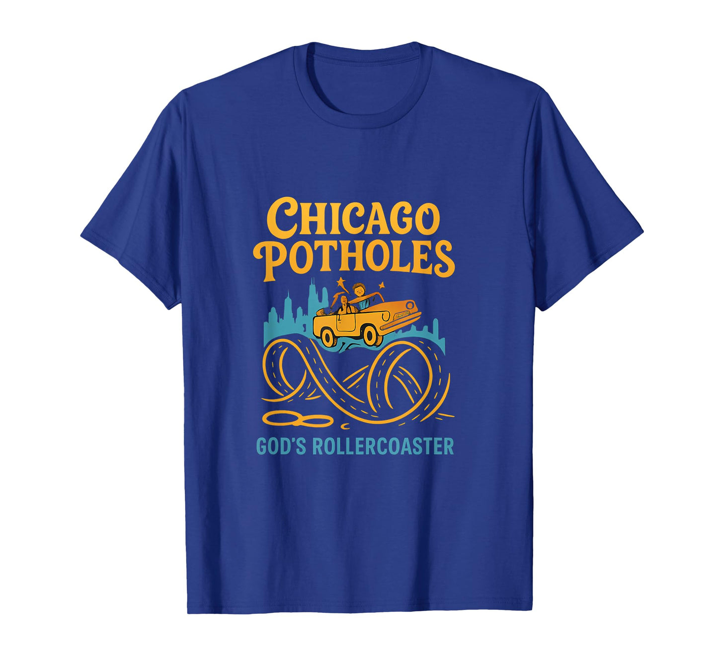 Chicago Potholes Gods Rollercoaster 80s Retro T-Shirt