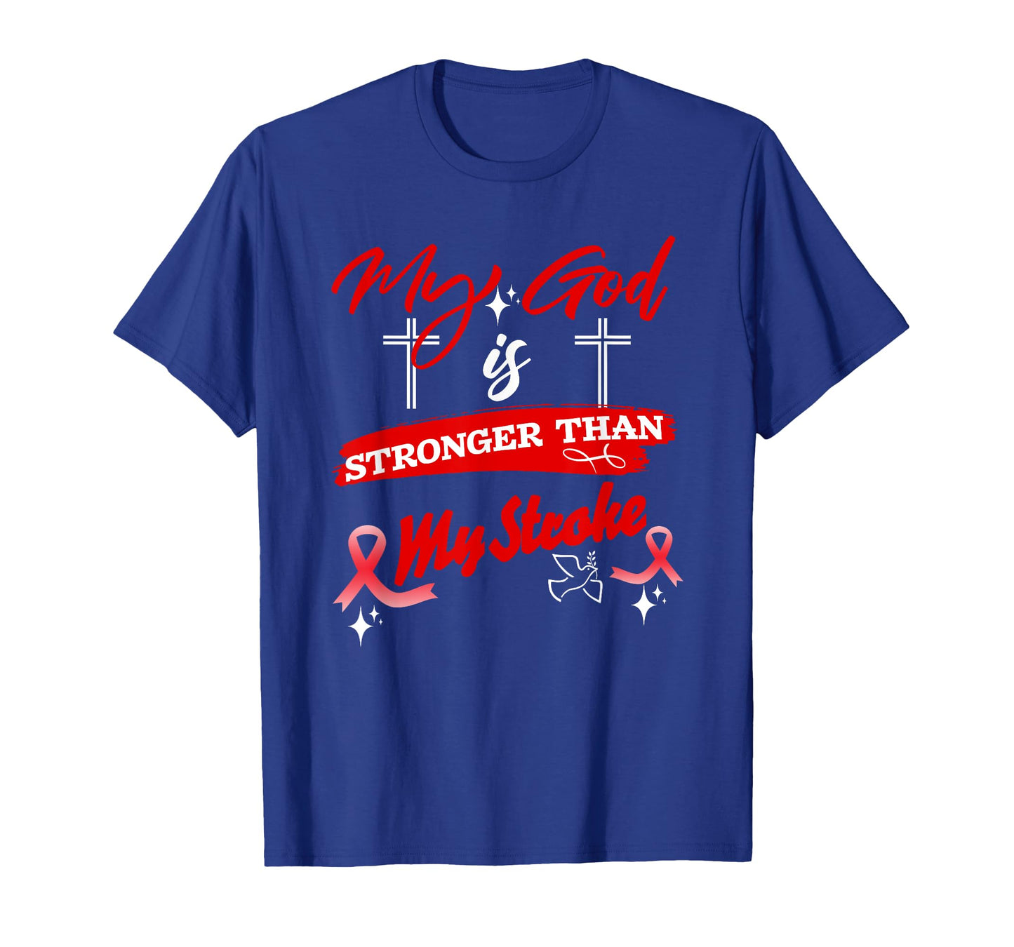 Stroke Warrior My God Is Stronger Than My Stroke Red Ribbon T-Shirt