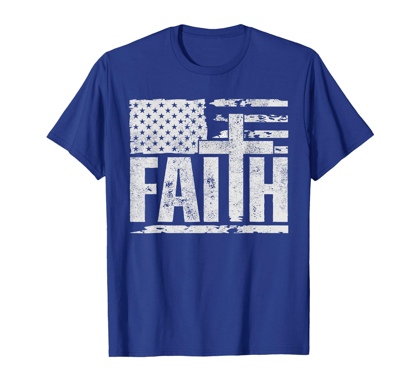Vintage American Flag Cross Faith Jesus Christian Patriotic T-Shirt