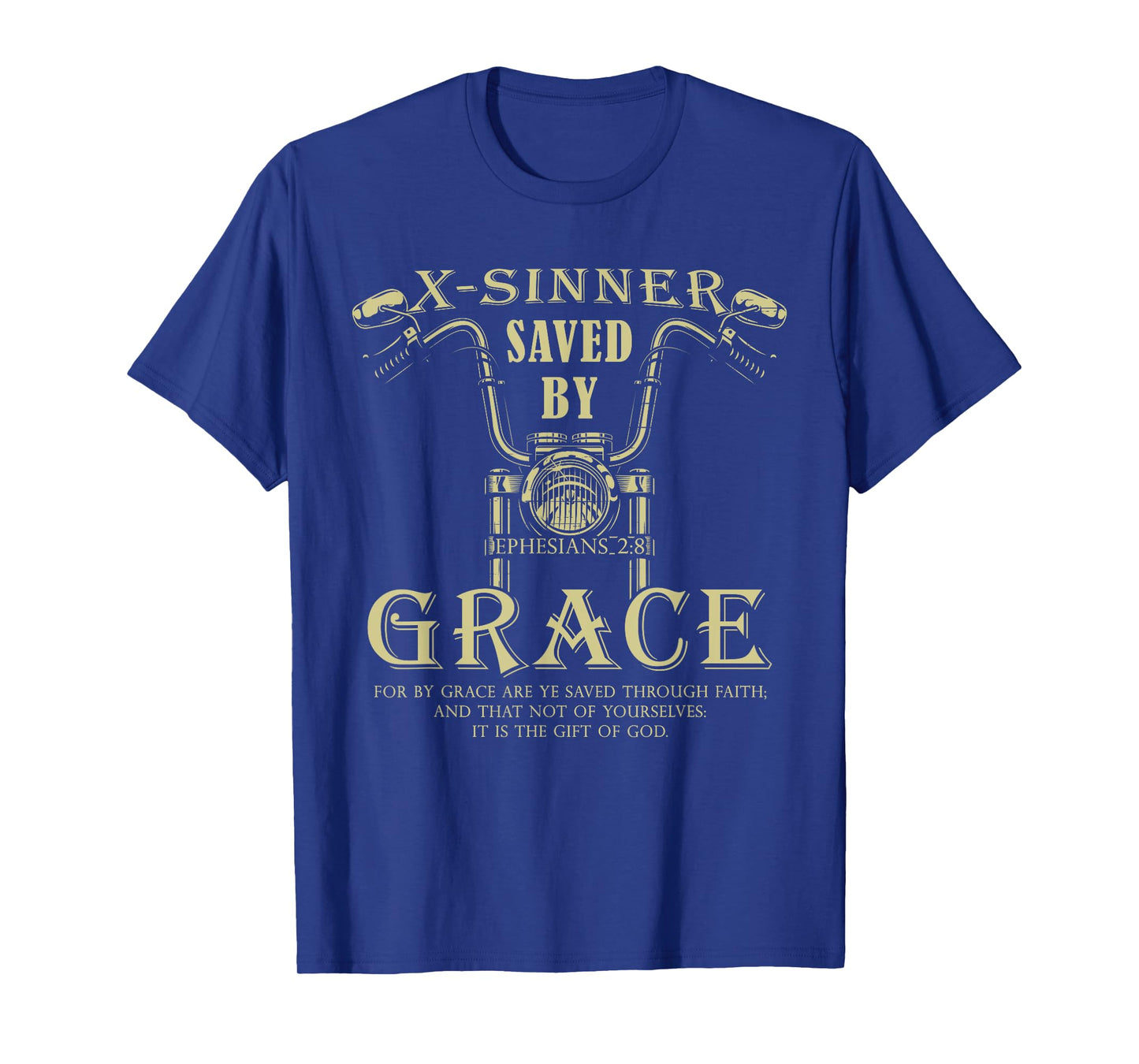 X-Sinner Saved by Grace Verse: Christian Faith Motorcycle T-Shirt