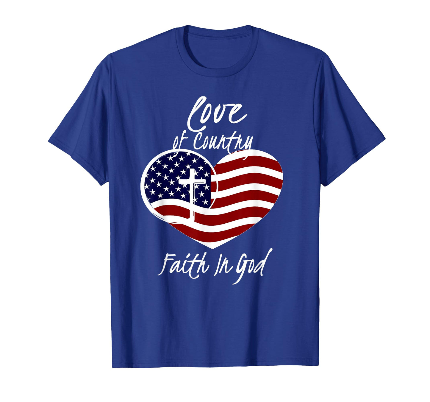 Patriotic Christian Faith In God Heart Cross American Flag T-Shirt