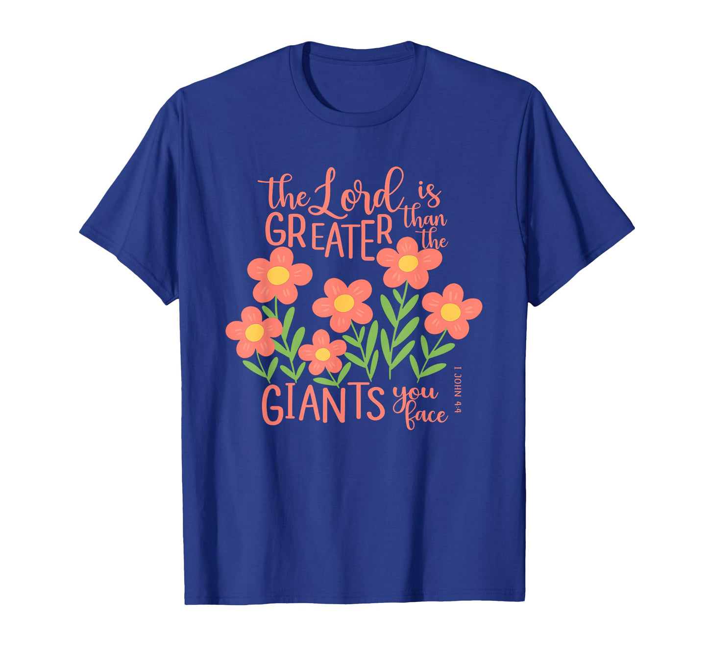 The Lord is Greater Than The Giants You Face, Retro Floral T-Shirt