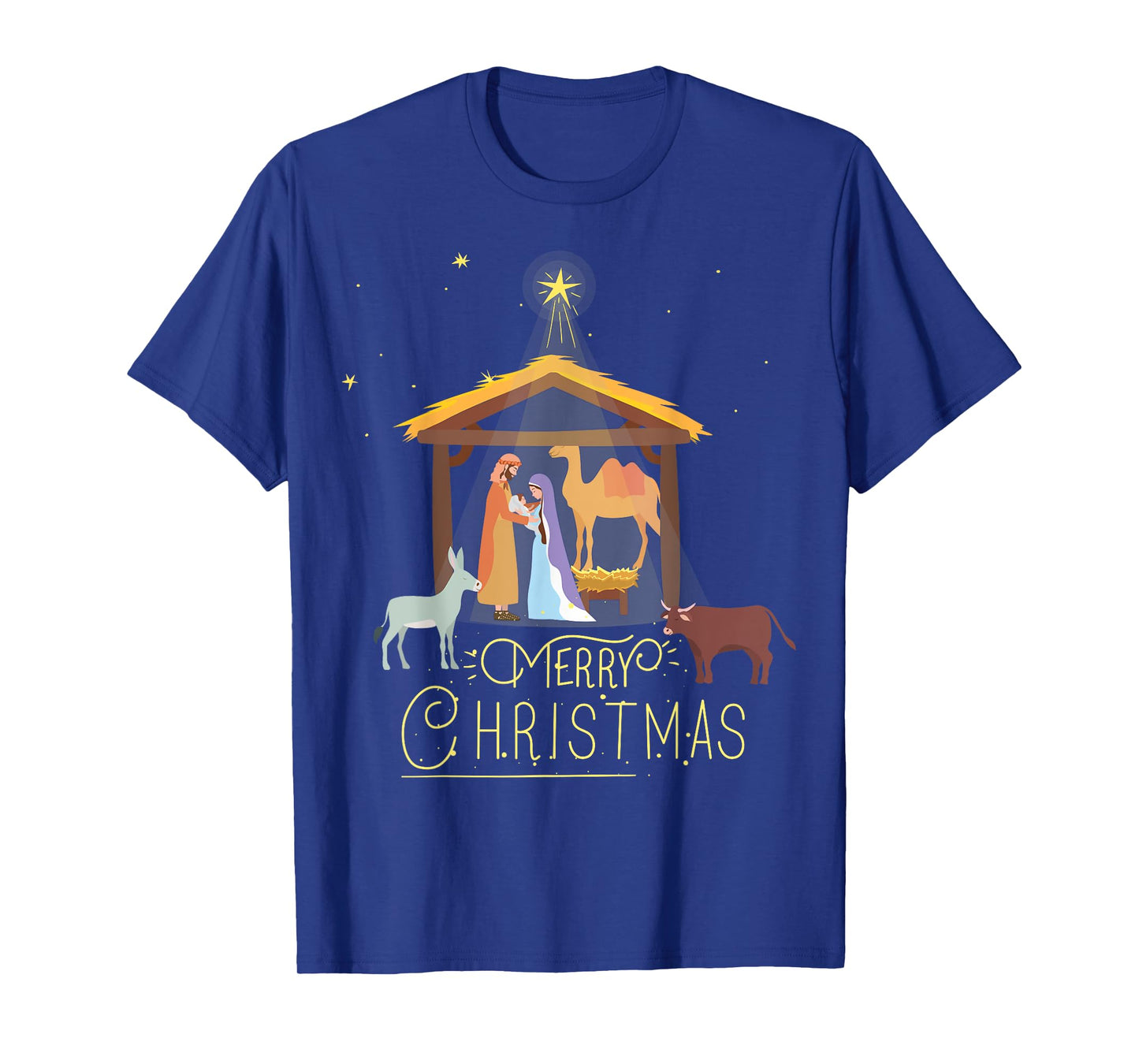 Merry Christmas - Nativity Scene North Star - Baby Jesus Short Sleeve T-Shirt