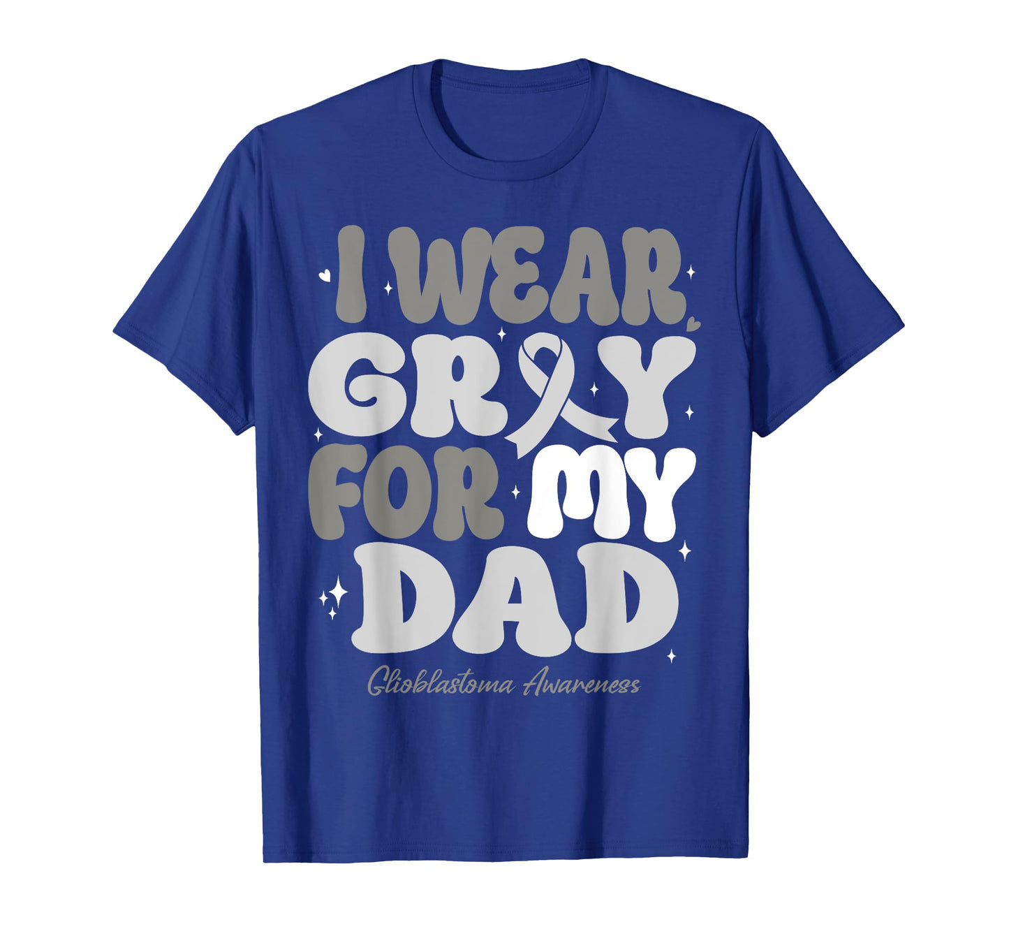 I Wear Gray For My Dad Glioblastoma Awareness Ribbon Retro T-Shirt
