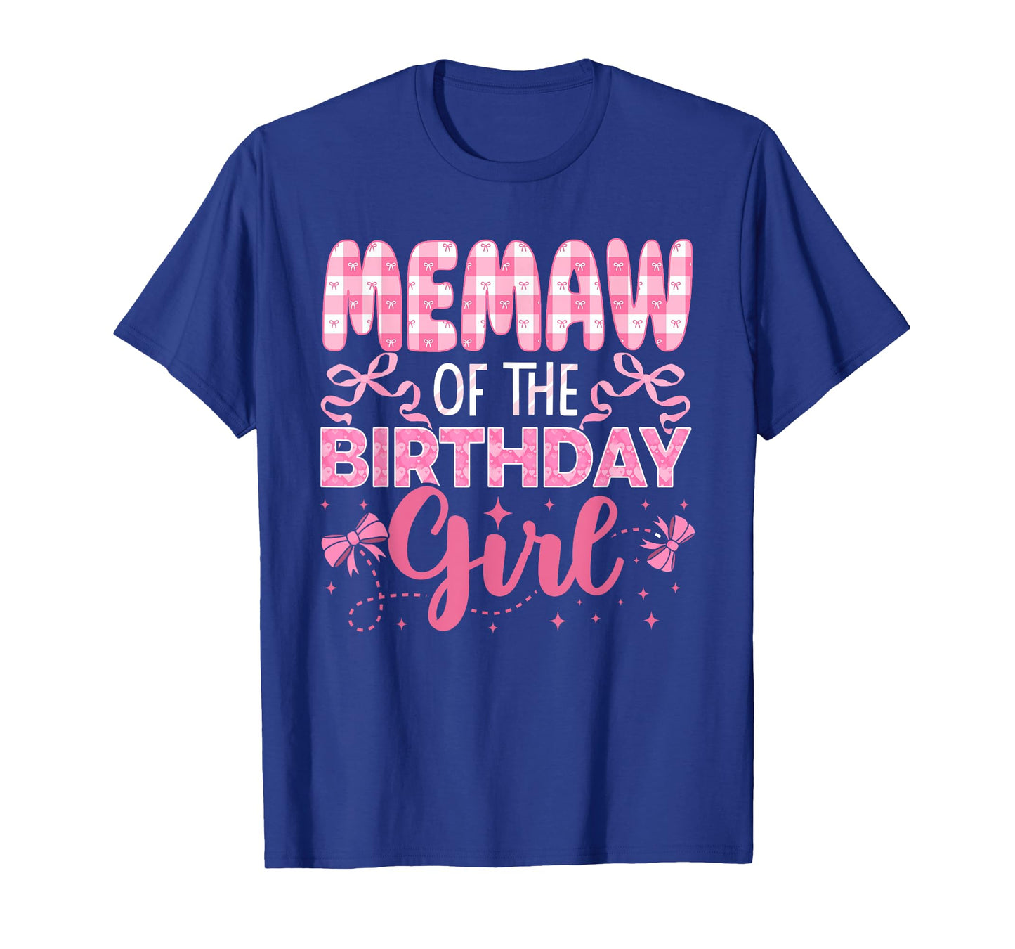 Memaw of The Birthday Girl Family Pink Coquette Bow T-Shirt