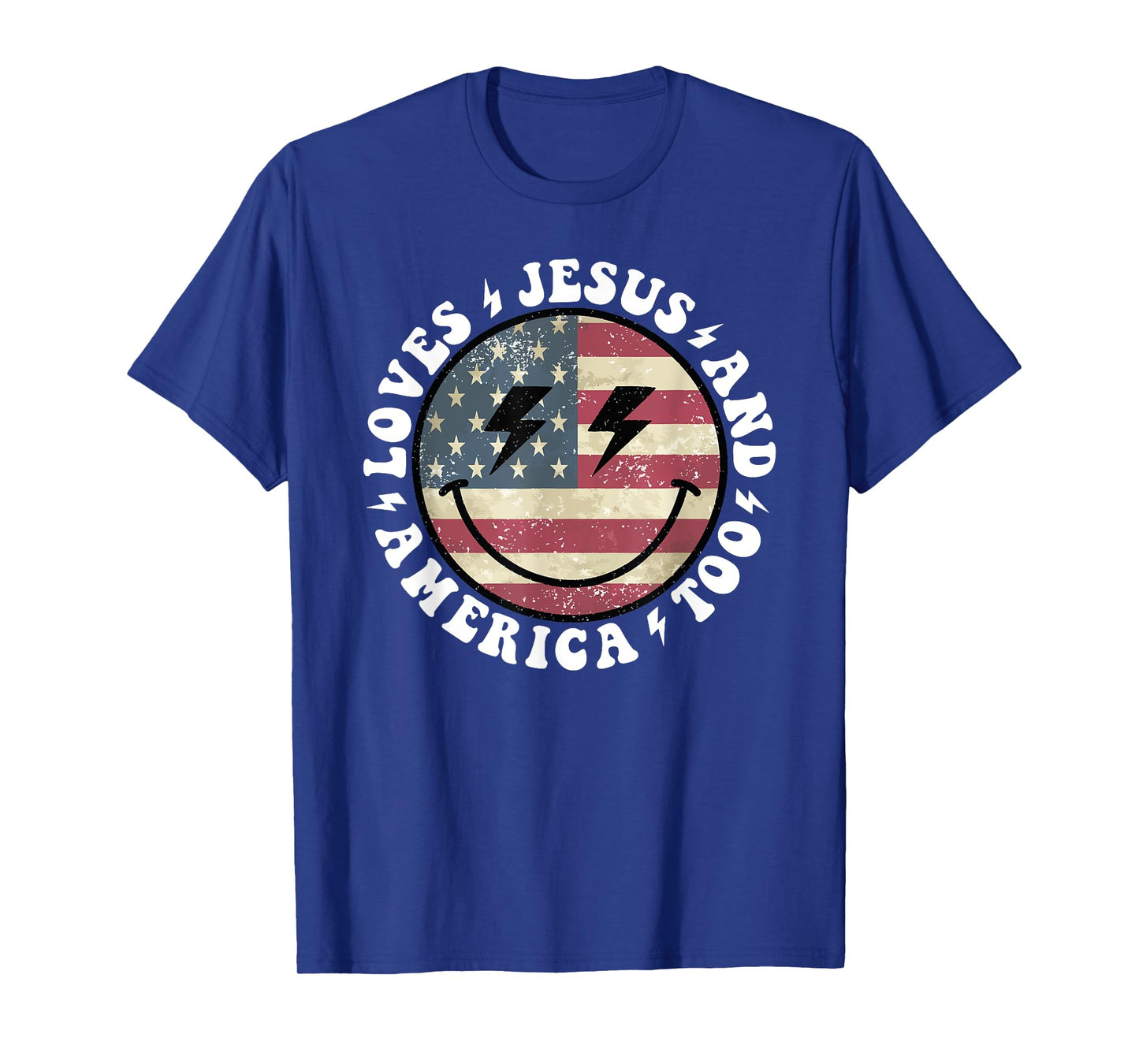 Loves Jesus and America Too God Christian 4th of July retro T-Shirt