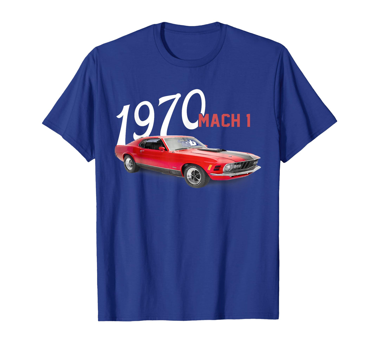 1970 70 Mach 1 Red Classic Vintage Old Car USA Flag T-Shirt