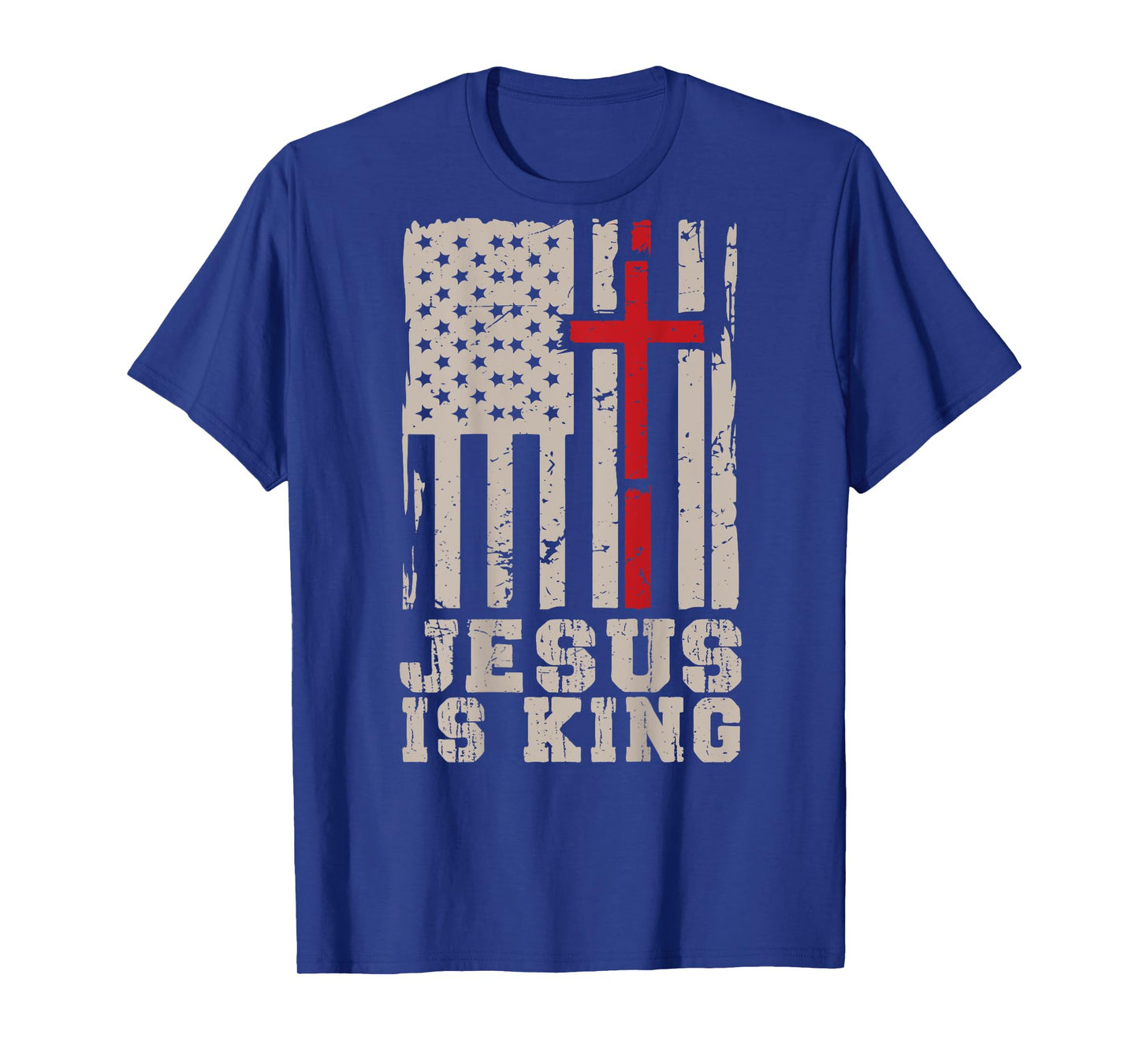 Men's Jesus Is King Christian Faith Cross On Back Graphic T-Shirt
