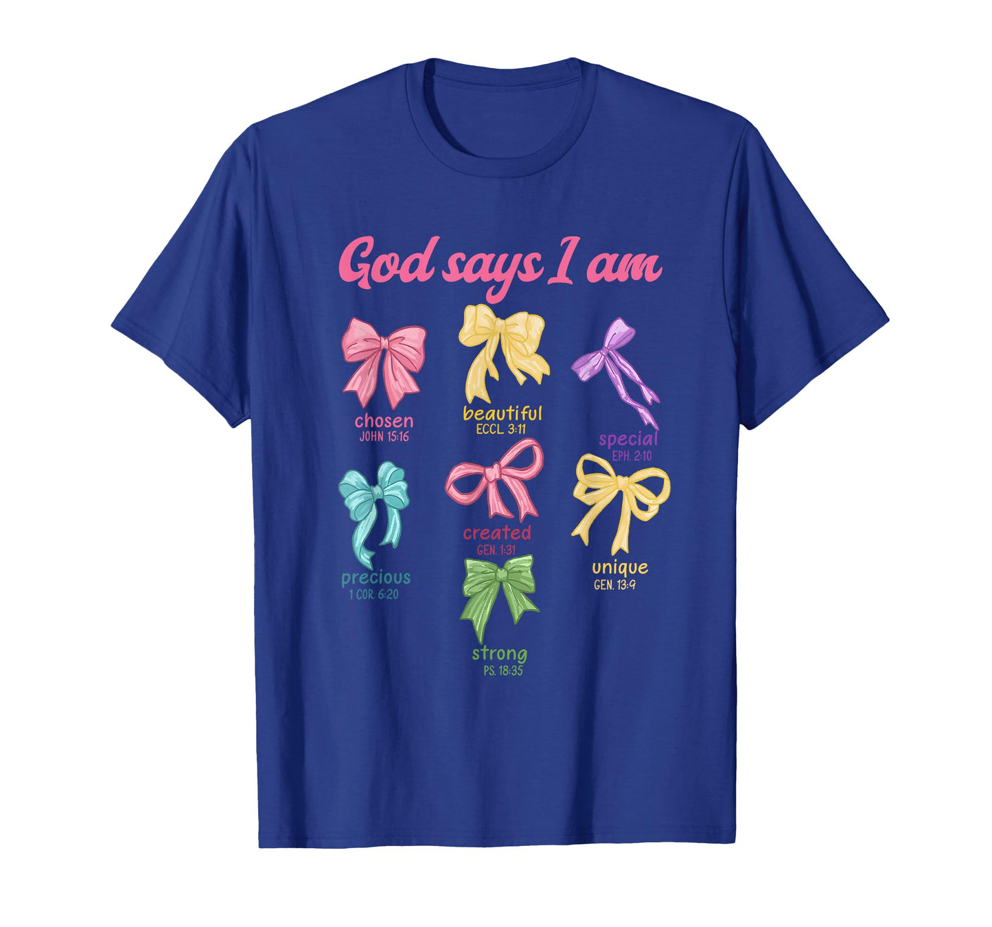 Retro Coquette Bow God Say I Am Christian Girls Teens Women T-Shirt
