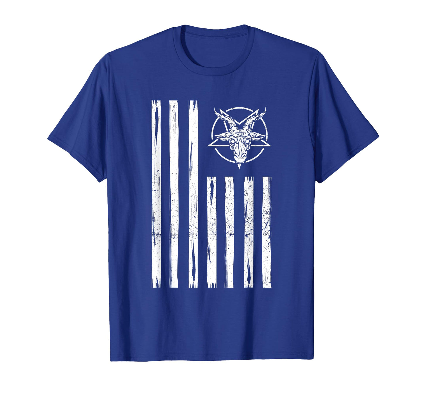 Patriotic Satan American Flag Occult Pentagram Baphomet 666 T-Shirt for Women Men