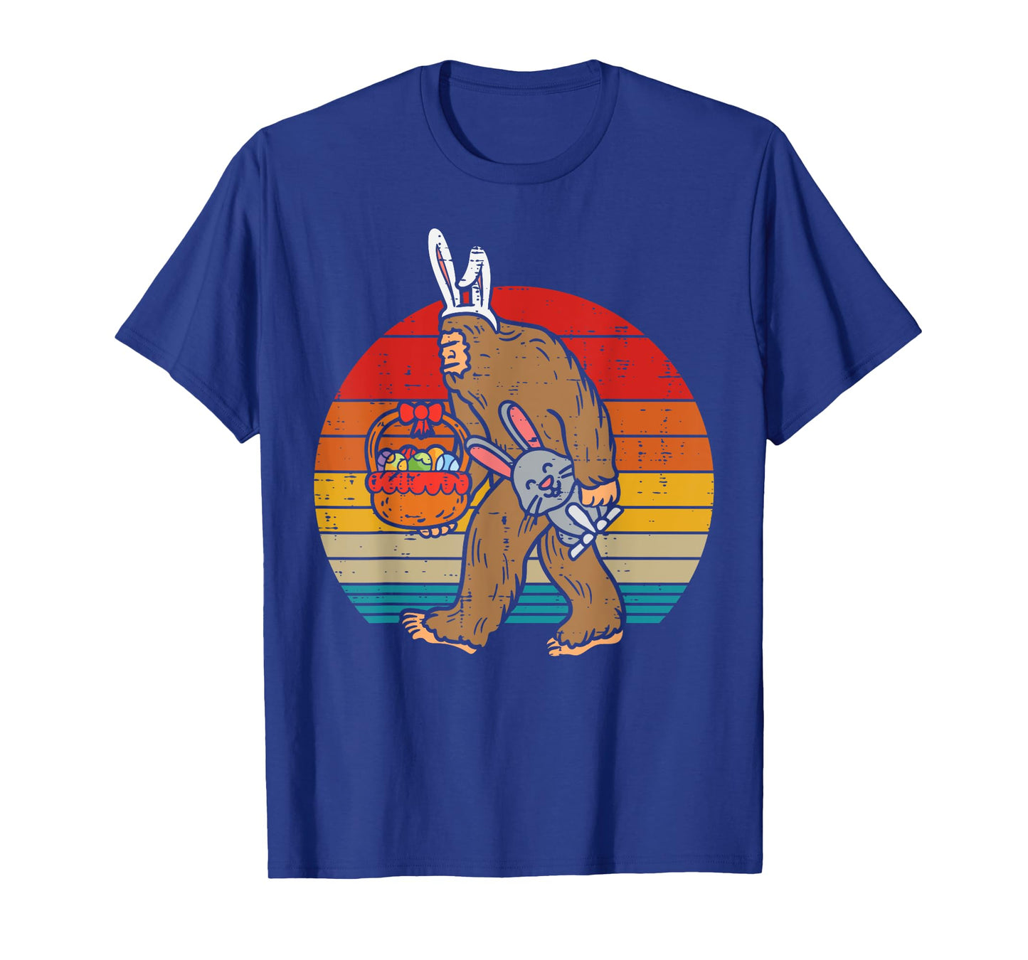 Bigfoot Easter Bunny Eggs Retro Sasquatch Men Women Kids T-Shirt