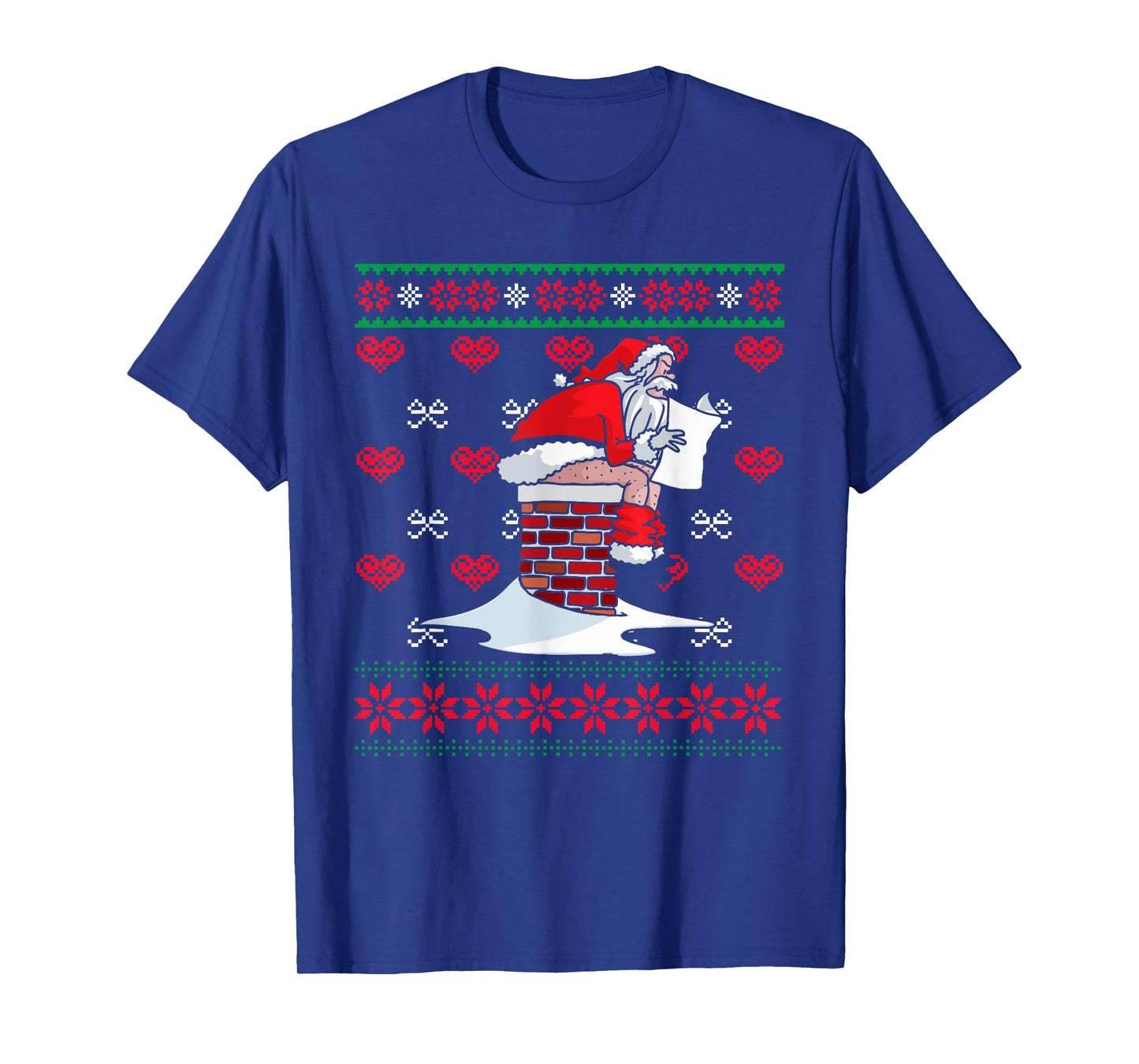 Santa Pooping Down Chimney Ugly Xmas Sweater Christmas T-Shirt