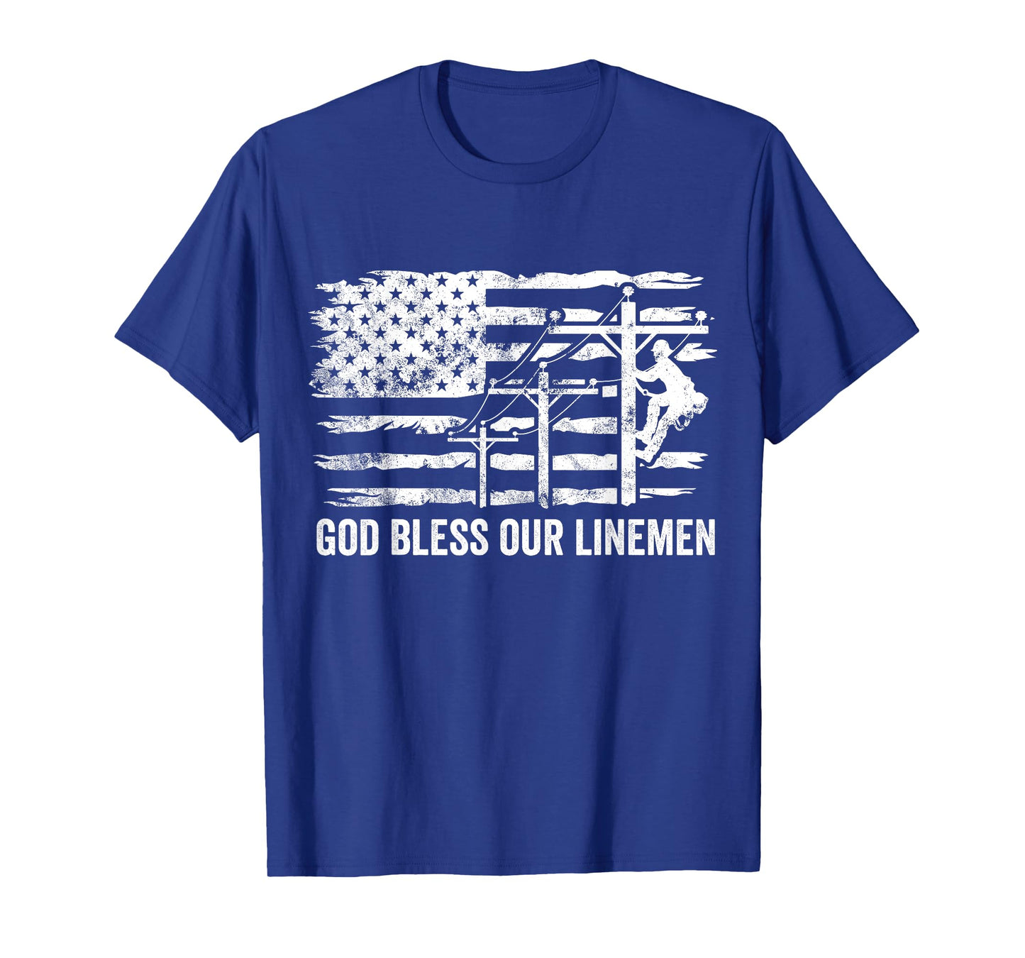 God Bless Our Linemen American Flag Proud Lineman Wife T-Shirt