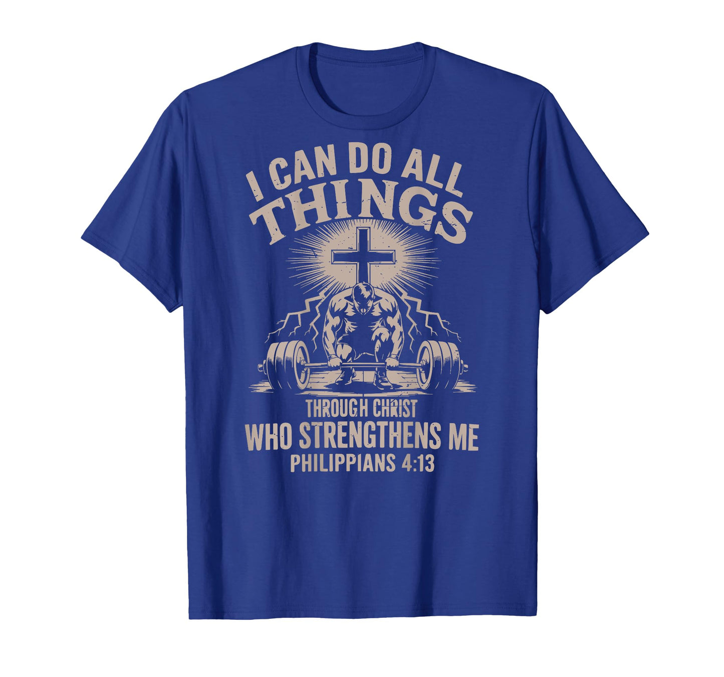 Can Do All Things Christian Workout Gym Weightlifting Cross T-Shirt