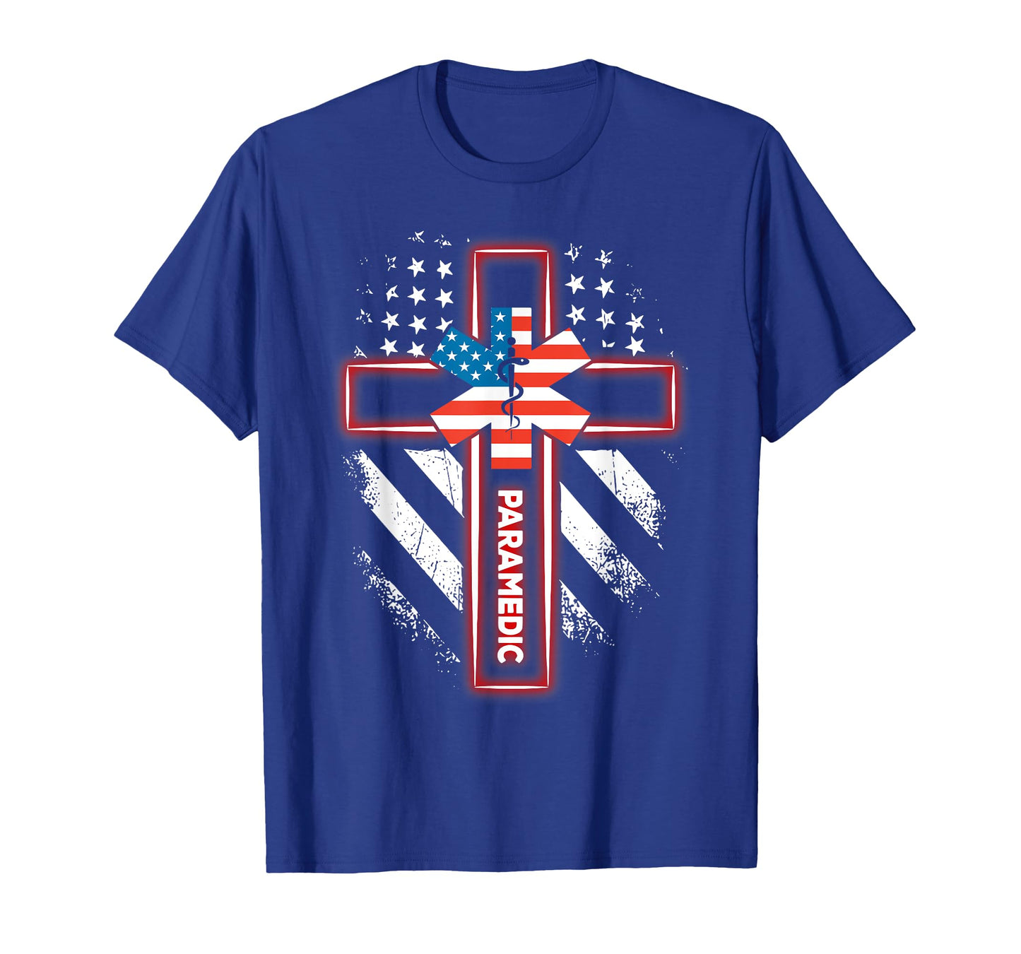 Paramedic US Flag Cross Faith Christian EMS EMT Paramedic T-Shirt